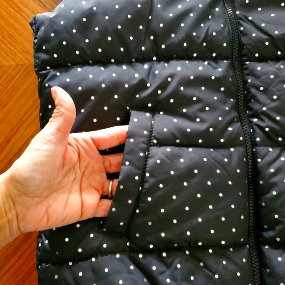 3 for $10 Black Silver Metallic Dots Puffer Vest XL 14/16 Fleece Lined - Picture 2 of 4